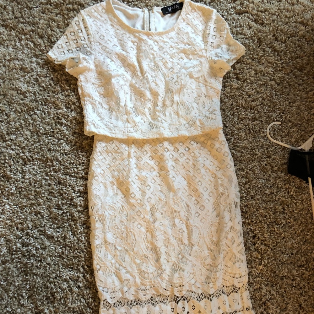 Two piece white lace midi from lulus